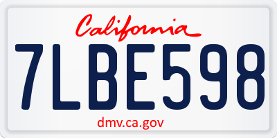 CA license plate 7LBE598
