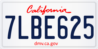 CA license plate 7LBE625