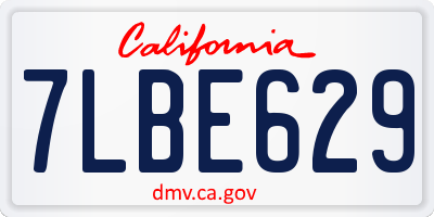 CA license plate 7LBE629