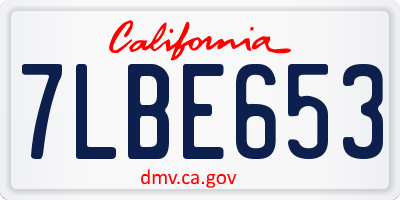 CA license plate 7LBE653