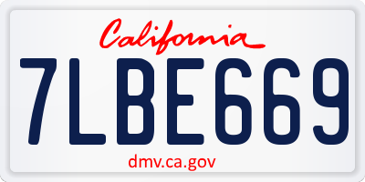 CA license plate 7LBE669