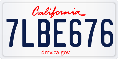 CA license plate 7LBE676