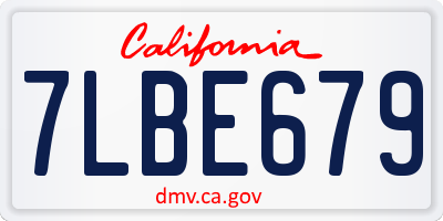 CA license plate 7LBE679
