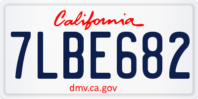 CA license plate 7LBE682