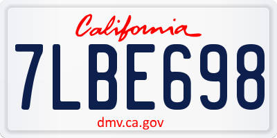 CA license plate 7LBE698