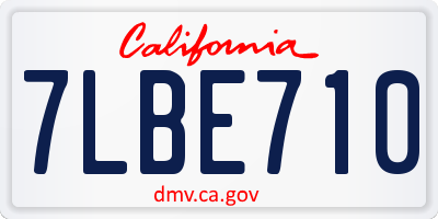 CA license plate 7LBE710