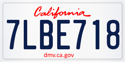 CA license plate 7LBE718
