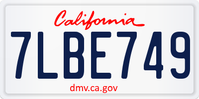 CA license plate 7LBE749