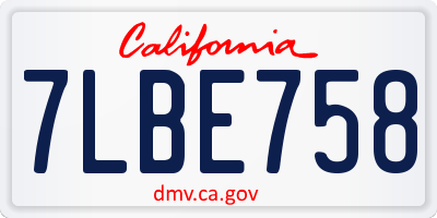 CA license plate 7LBE758