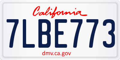 CA license plate 7LBE773