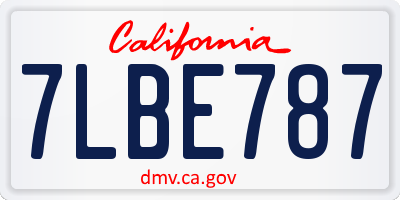 CA license plate 7LBE787
