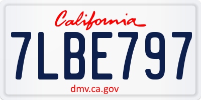 CA license plate 7LBE797