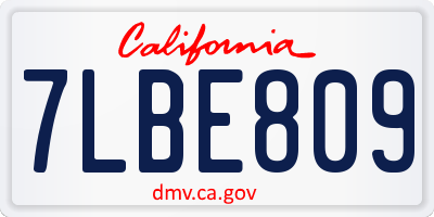 CA license plate 7LBE809