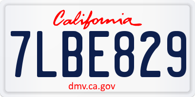 CA license plate 7LBE829