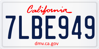CA license plate 7LBE949