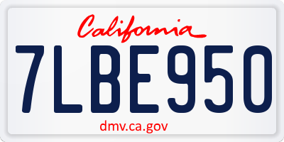 CA license plate 7LBE950