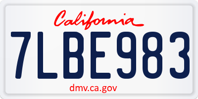 CA license plate 7LBE983