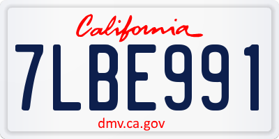 CA license plate 7LBE991