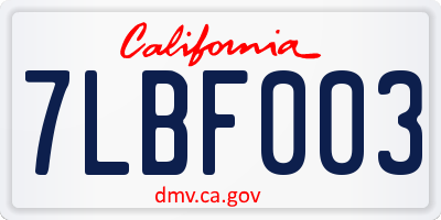 CA license plate 7LBF003