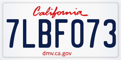CA license plate 7LBF073