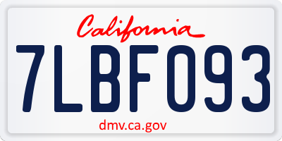 CA license plate 7LBF093
