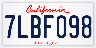 CA license plate 7LBF098