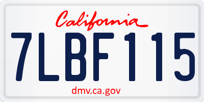 CA license plate 7LBF115