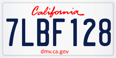 CA license plate 7LBF128