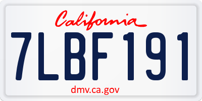 CA license plate 7LBF191