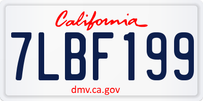 CA license plate 7LBF199