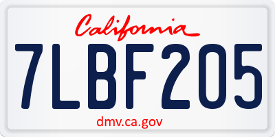 CA license plate 7LBF205