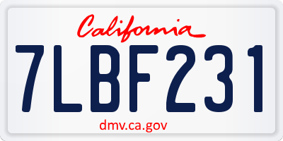 CA license plate 7LBF231