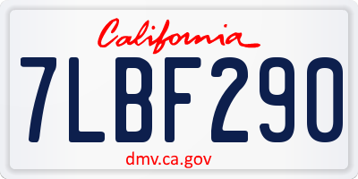 CA license plate 7LBF290