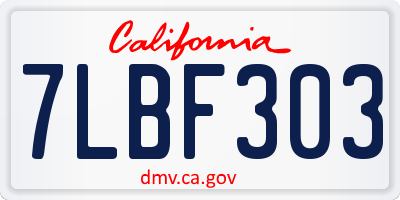 CA license plate 7LBF303