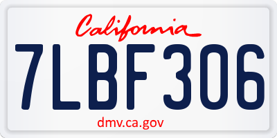 CA license plate 7LBF306