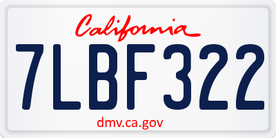 CA license plate 7LBF322