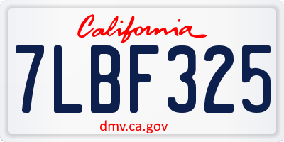 CA license plate 7LBF325