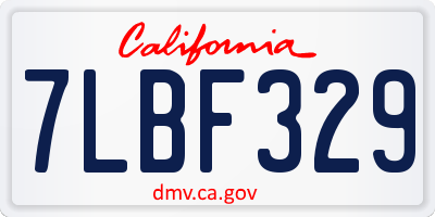 CA license plate 7LBF329