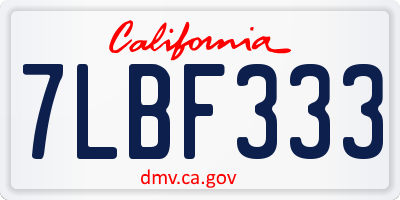CA license plate 7LBF333