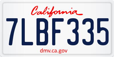 CA license plate 7LBF335
