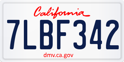 CA license plate 7LBF342