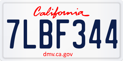 CA license plate 7LBF344