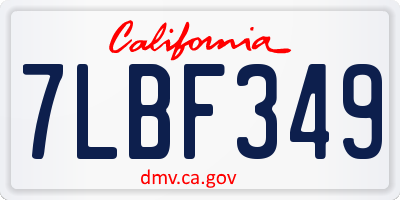 CA license plate 7LBF349