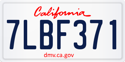 CA license plate 7LBF371