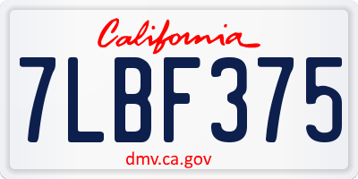 CA license plate 7LBF375