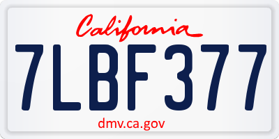 CA license plate 7LBF377