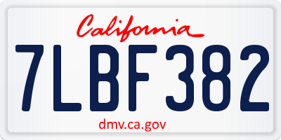 CA license plate 7LBF382