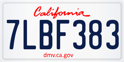 CA license plate 7LBF383