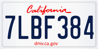 CA license plate 7LBF384