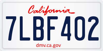 CA license plate 7LBF402